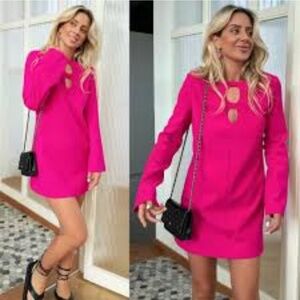 NEW ZARA | Hot Pink Bell Sleeve Dress